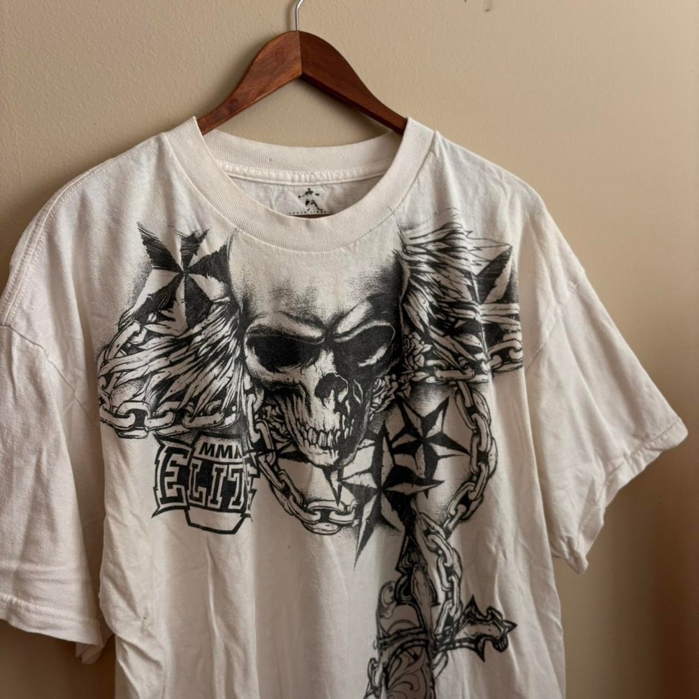 Vintage Y2K Cyber Grunge Mall Core Style Authentic MMA Elite Skull T Shirt